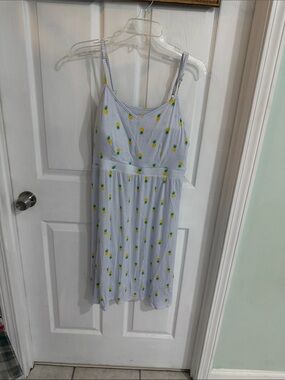 crown & ivy Light Blue and Yellow Pineapple Print Sundress